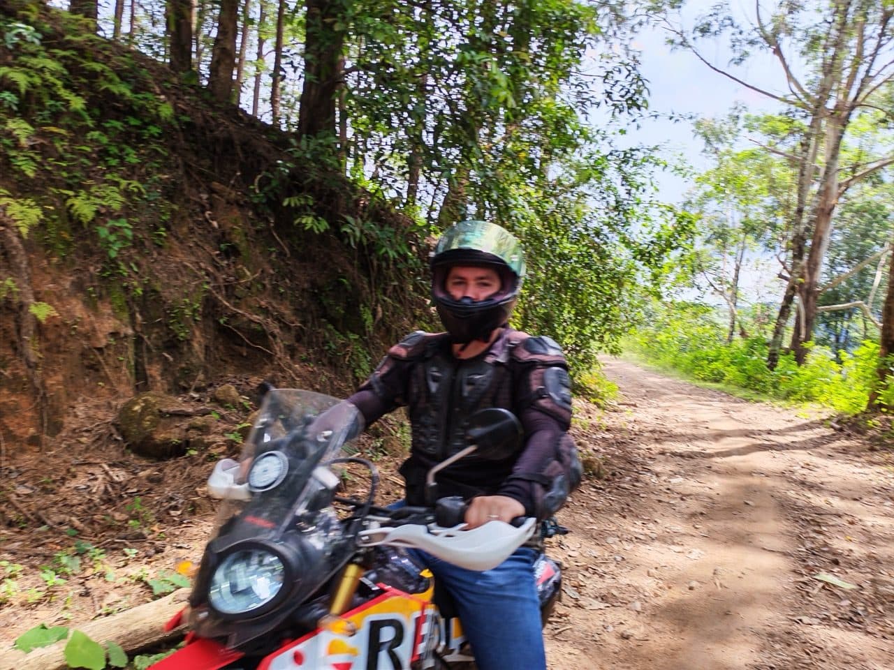 Rally rider on a quick stop.