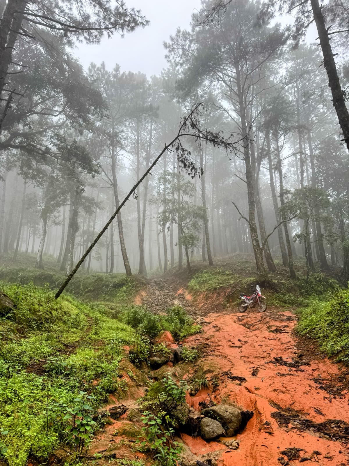 Red clay, just wet enough to want momentum.