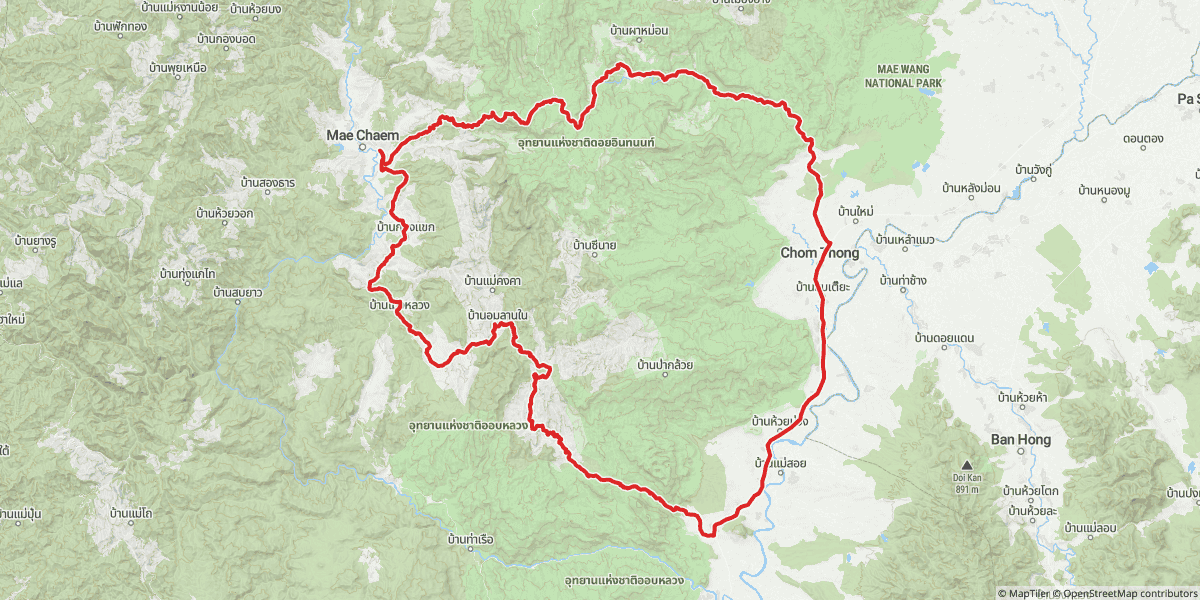 152.2 km, recorded on the day. Clockwise from Chom Thong on the right-hand side of the loop.