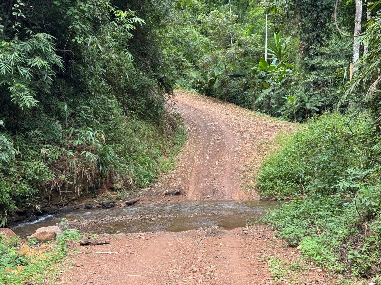 Another crossing, with the track climbing straight out the far side