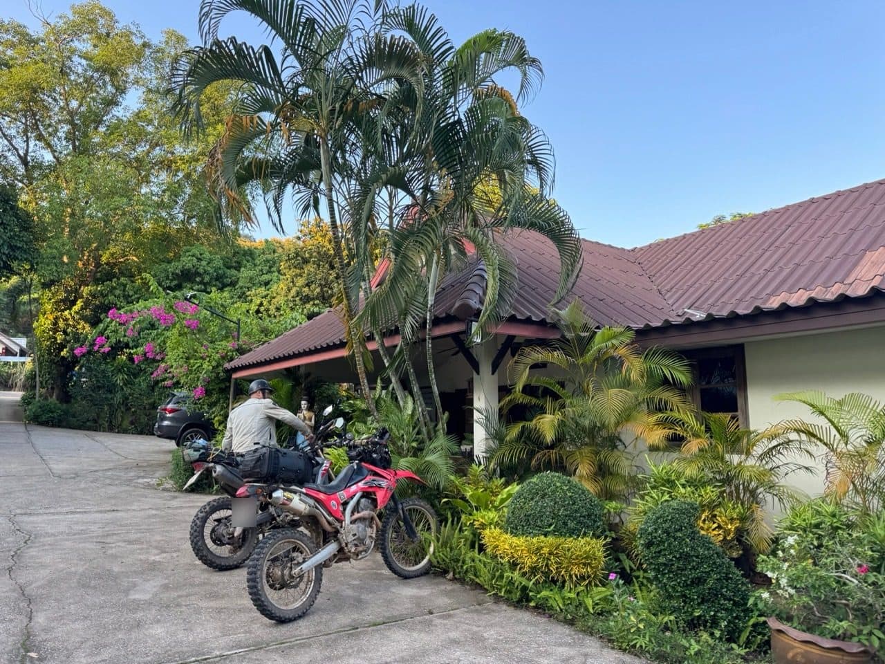 Parked up at Mae Kok River Village Resort.