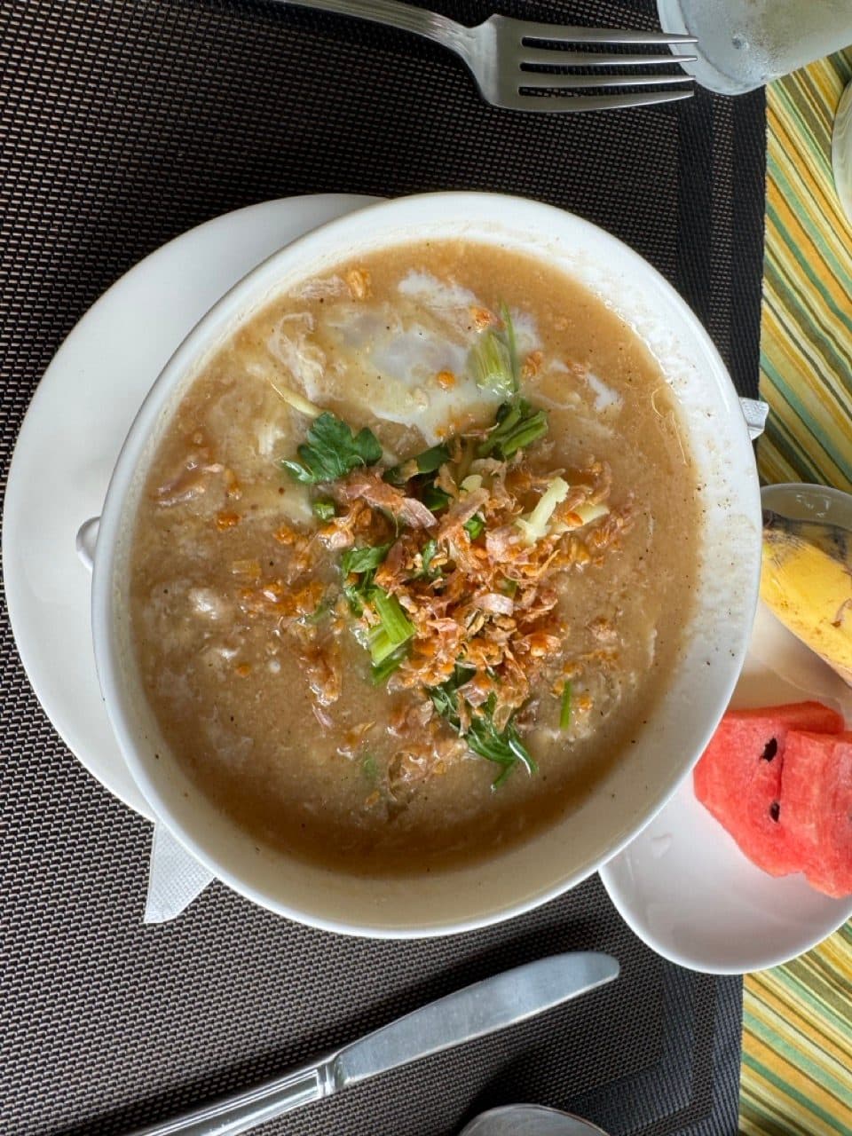 Rice soup before setting off.