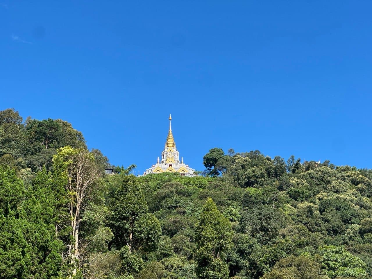 The chedi above Doi Mae Salong seen from the road up.