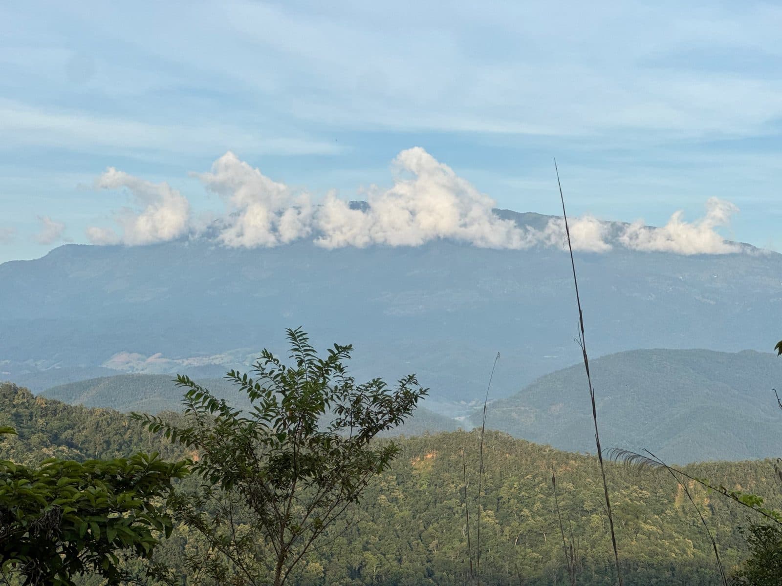 Cloud sitting on the massif ahead. The last photograph of the day.