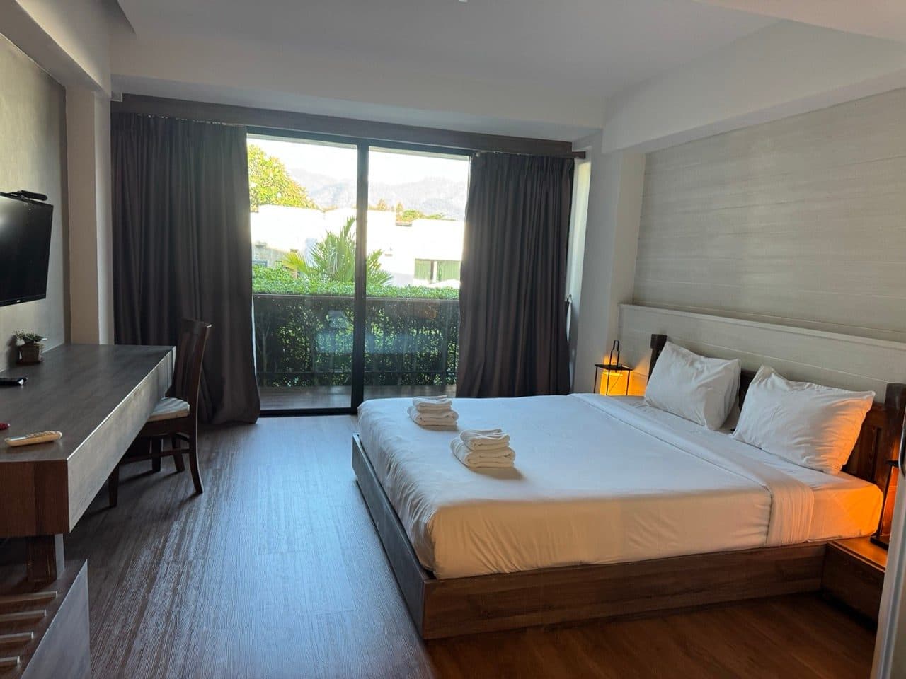 The room at B2, with the hills out the window.