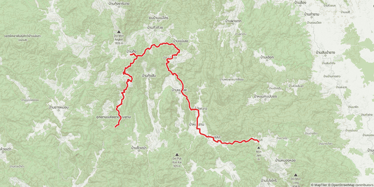 Part 2 — north and up past Doi Mon Angket, down to Ban Kung, then the long way east and south into Mae Rim.
