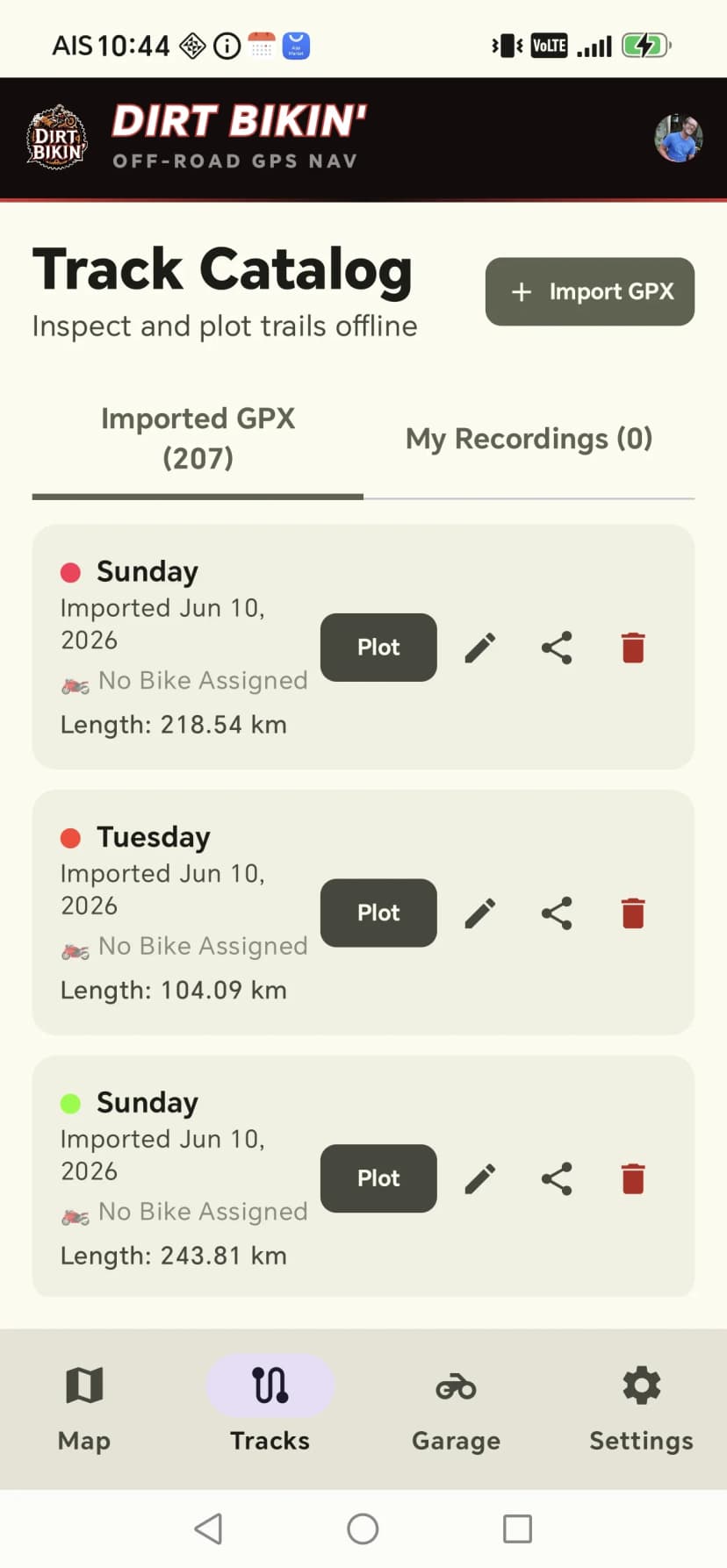 Browse the built-in trail catalog