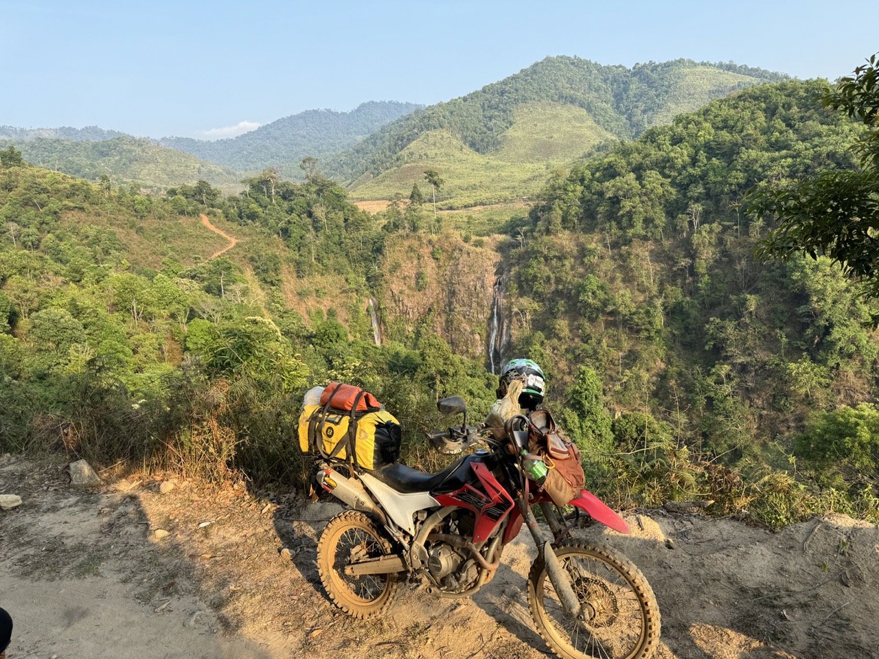 Group of riders on a mountain pass road in Northern Thailand
